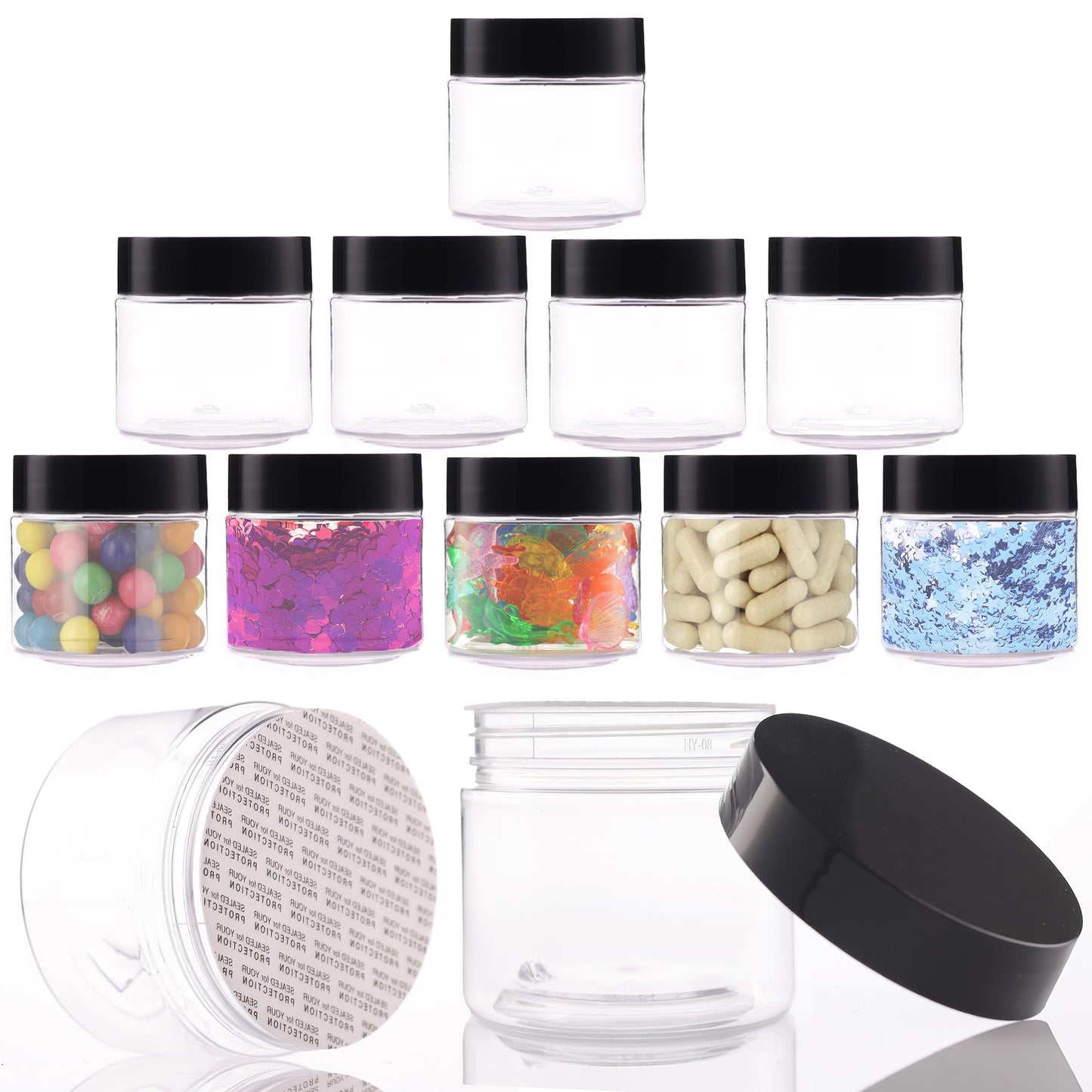 Plastic Jars with Lids - 6 OZ Small Plastic Containers - Travel Cosmetic Containers for Creams - Leak Proof Clear Jar with Lid