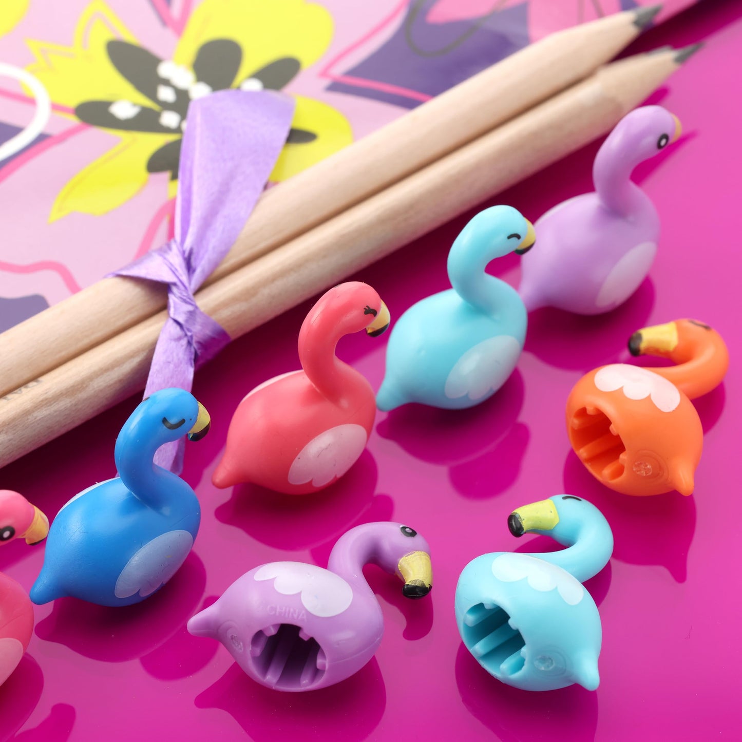 Pencil Toppers Flamingo - School Supplies - Party Favors for Kids - Easter Egg Fillers Goodie Bag Supplies Pinata Stuffers - Fun School Supplies