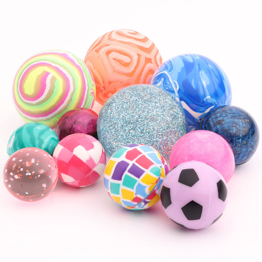 Bouncy Balls - 12 Bouncing Balls Assorted Pack - 3 Sizes: 45mm, 32mm and 25mm - Mini Bouncy Balls for Kids