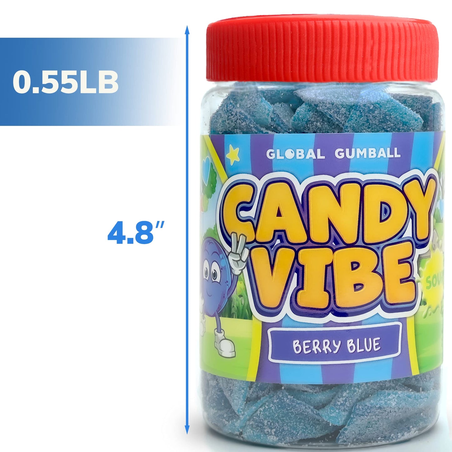 Sour Belts Candy - Candy Sour Strips - 0.55 Lb Jar of Sour Strips Candy - Sour Rainbow Belts- Peanut Free - Great as Movie Theater Candy for Kids