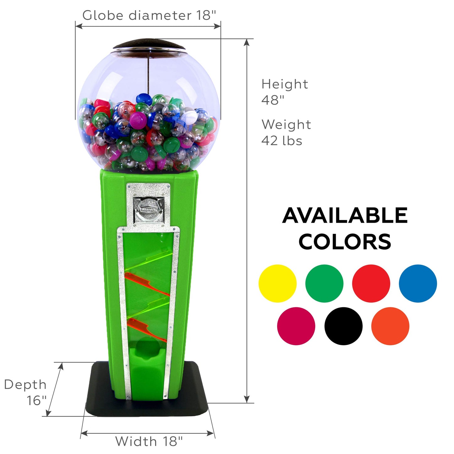 Vending Machine - Wizard Wonder Capsule Vending Machine - Prize Machine - Commercial Vending Machine for 2 Inch Round Capsules Gumballs Bouncy Balls - Green