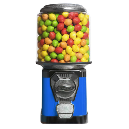 Blue Vending Machine with Cylinder Globe and 1" Gumballs Refill Machine  - Coin Gumball Machine - Bubblegum Machine - Gum Ball Machine