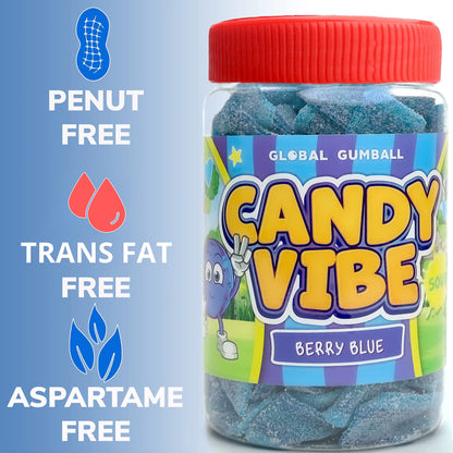 Sour Belts Candy - Candy Sour Strips - 0.55 Lb Jar of Sour Strips Candy - Sour Rainbow Belts- Peanut Free - Great as Movie Theater Candy for Kids