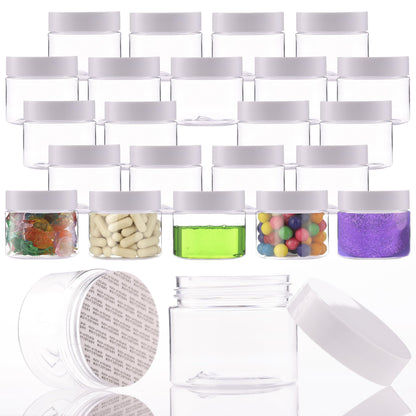 Plastic Jars with Lids - 4 OZ Small Plastic Containers - Travel Cosmetic Containers for Creams - Leak Proof Clear Jar