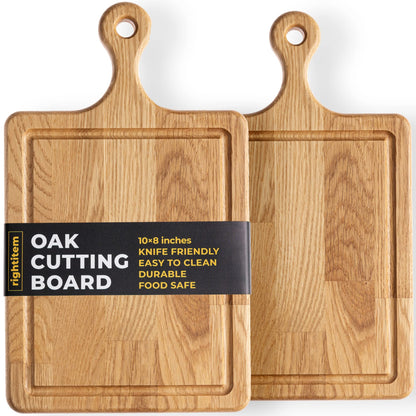 13.5x8 Inches Small Wood Cutting Board with Handle - Oak Cutting Board - 20 mm Thin Cutting Board - Real Wood Cutting Board - Chopping Board