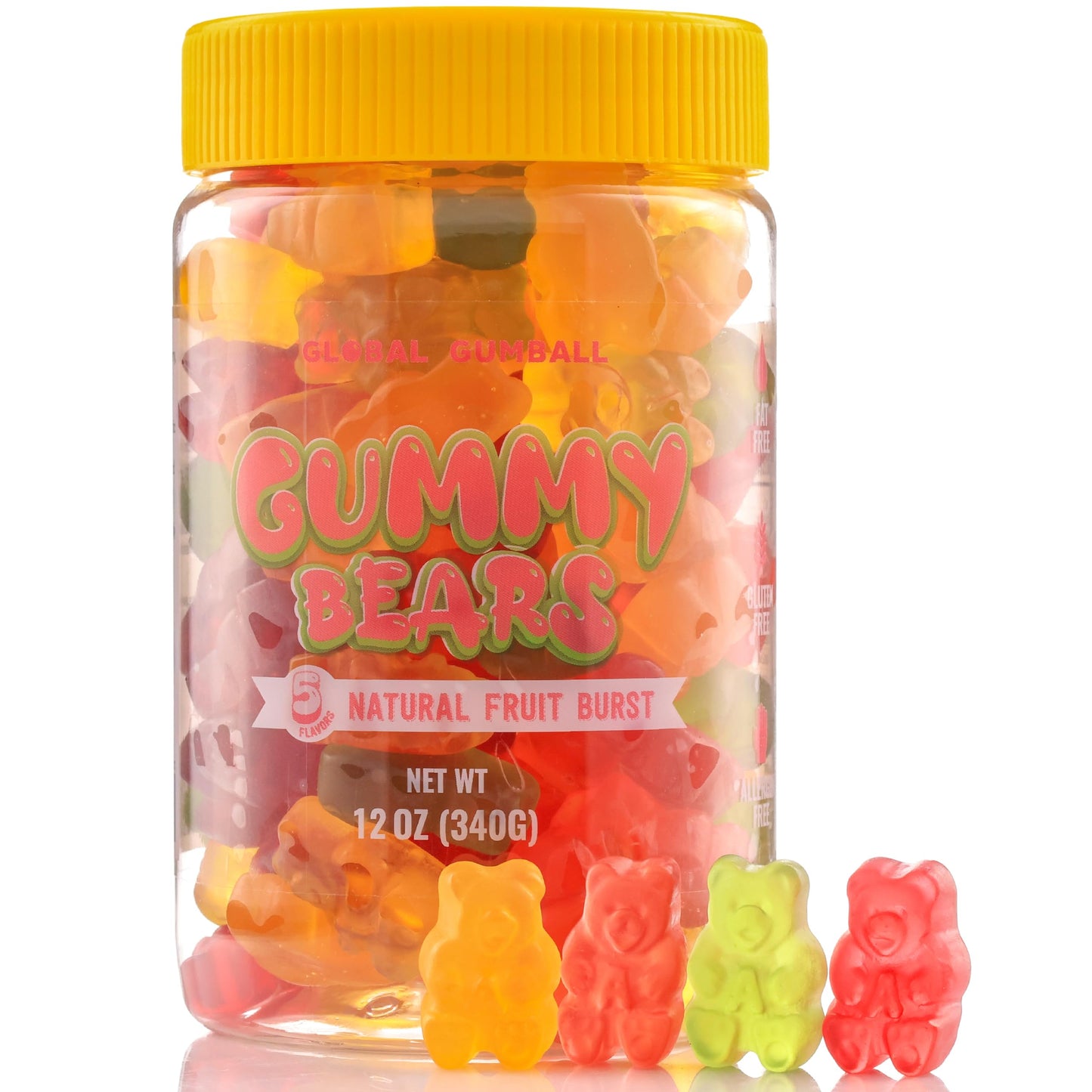 Gummy Bears - Assorted Flavors Sour Candy Gummies in Jar - 12 oz Gummy Bear Mix - Fun and Delicious Gummy Snack