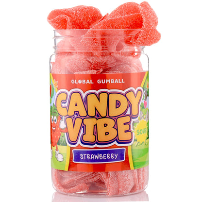 Sour Belts Candy - Candy Sour Strips - 0.55 Lb Jar of Sour Strips Candy - Sour Rainbow Belts- Peanut Free - Great as Movie Theater Candy for Kids