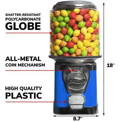 Gumball Machine with Stand - 3 Vending Machines Bundled with Refill - 3.4LB Bag of 1'' Gumballs, 1'' Bouncy Balls and Selfevending Toys