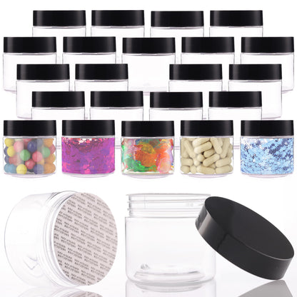 Plastic Jars with Lids - 6 OZ Small Plastic Containers - Travel Cosmetic Containers for Creams - Leak Proof Clear Jar with Lid