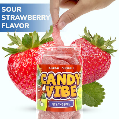 Sour Belts Candy - Candy Sour Strips - 0.55 Lb Jar of Sour Strips Candy - Sour Rainbow Belts- Peanut Free - Great as Movie Theater Candy for Kids