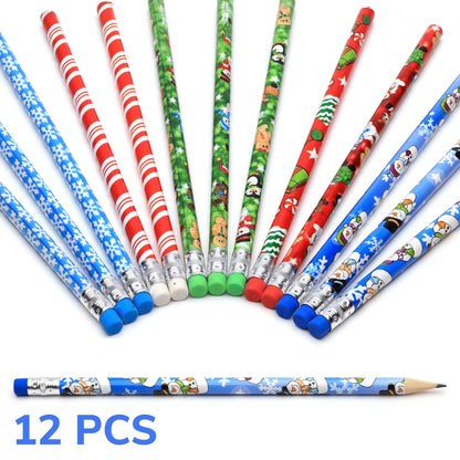 32 PCS Christmas Stocking Stuffers, Stamps and Holiday Pencils Set for Christmas Classroom Prizes, Goody small Christmas toys for goodie bags