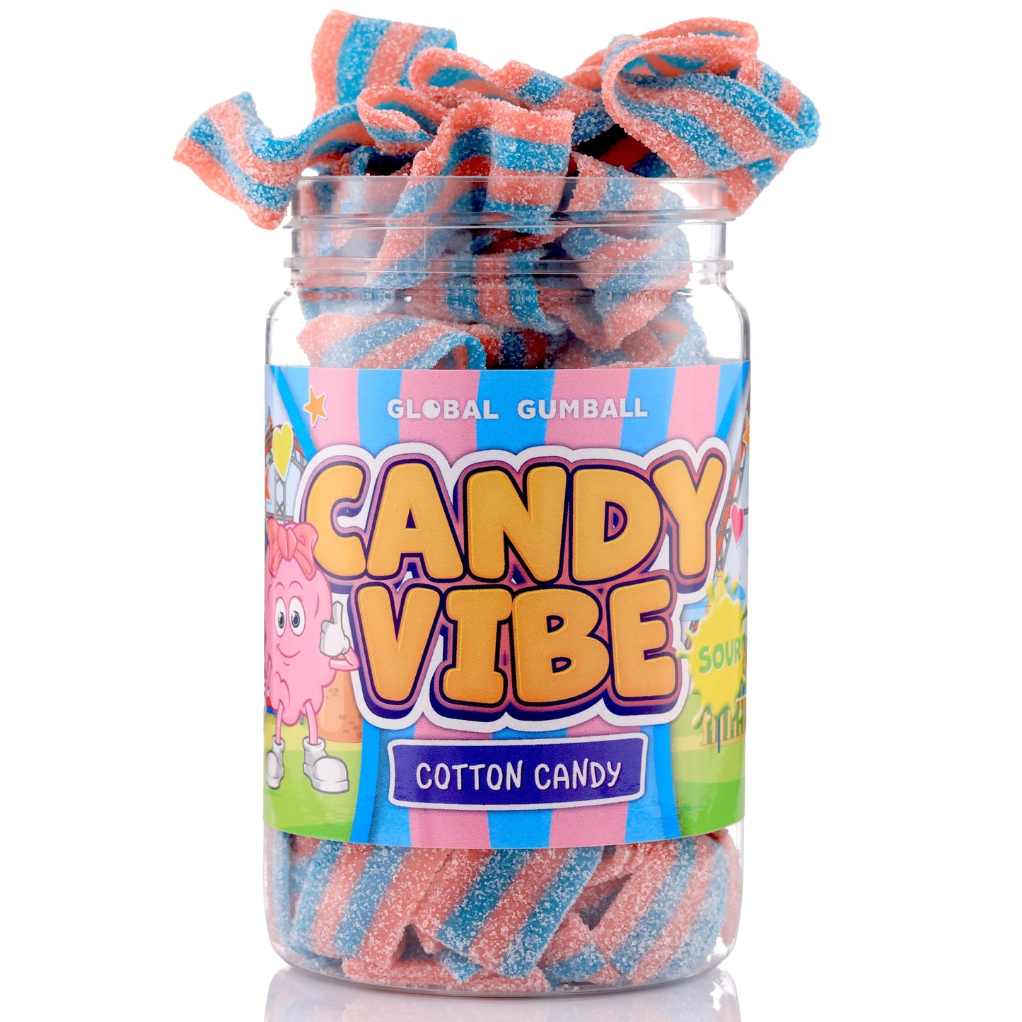 Sour Belts Candy - Candy Sour Strips - 0.55 Lb Jar of Sour Strips Candy - Sour Rainbow Belts- Peanut Free - Great as Movie Theater Candy for Kids