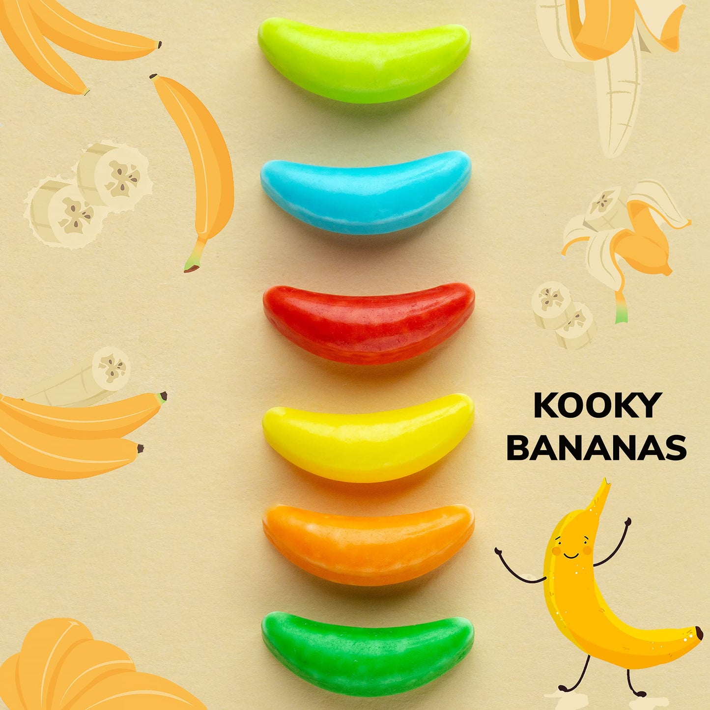 1.7 Lb Kooky Bananas - Candy Refill - Candy for Candy Machine - Assorted Candy Banana Heads - Party Favor Candy - Banana Flavored Runts Candy