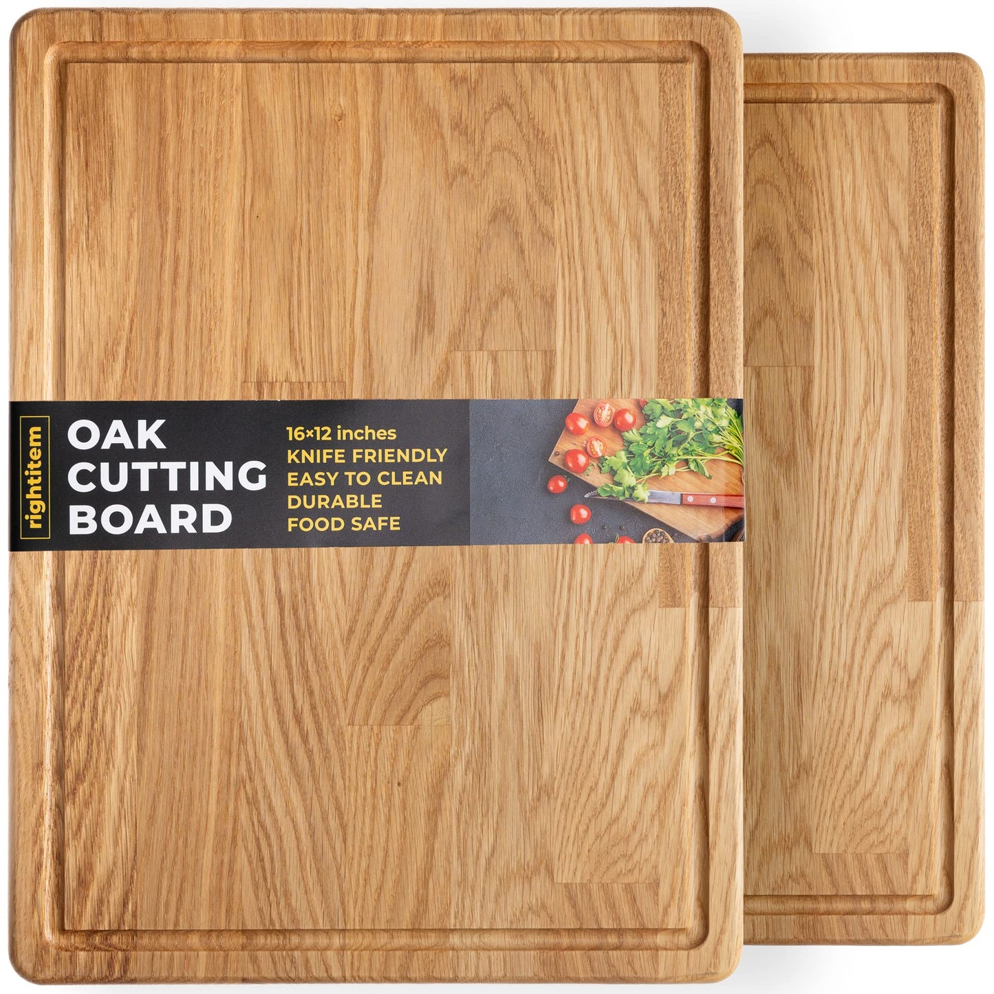 16x12 Inches Large Wood Cutting Board - Oak Cutting Board with Juice Groove - Steak Board - Fruit Cutting Board - Real Wood Cutting Board - Chopping