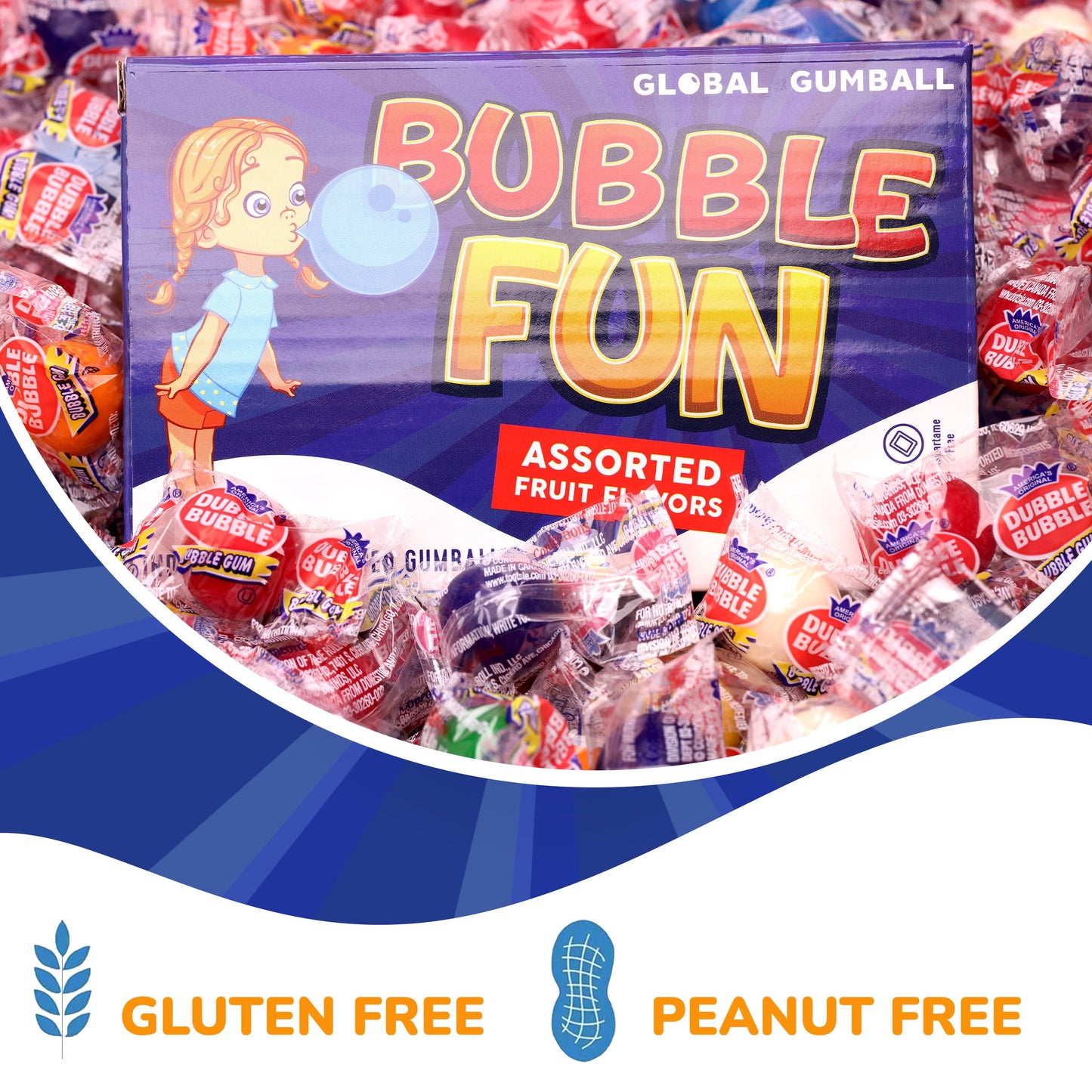 Gumballs for Kids - Assorted Chewing Gum Balls Individually Wrapped Gumballs - 8 Oz Gift Box - Chewing Bubble Gum for Kids - Colored Gum Balls