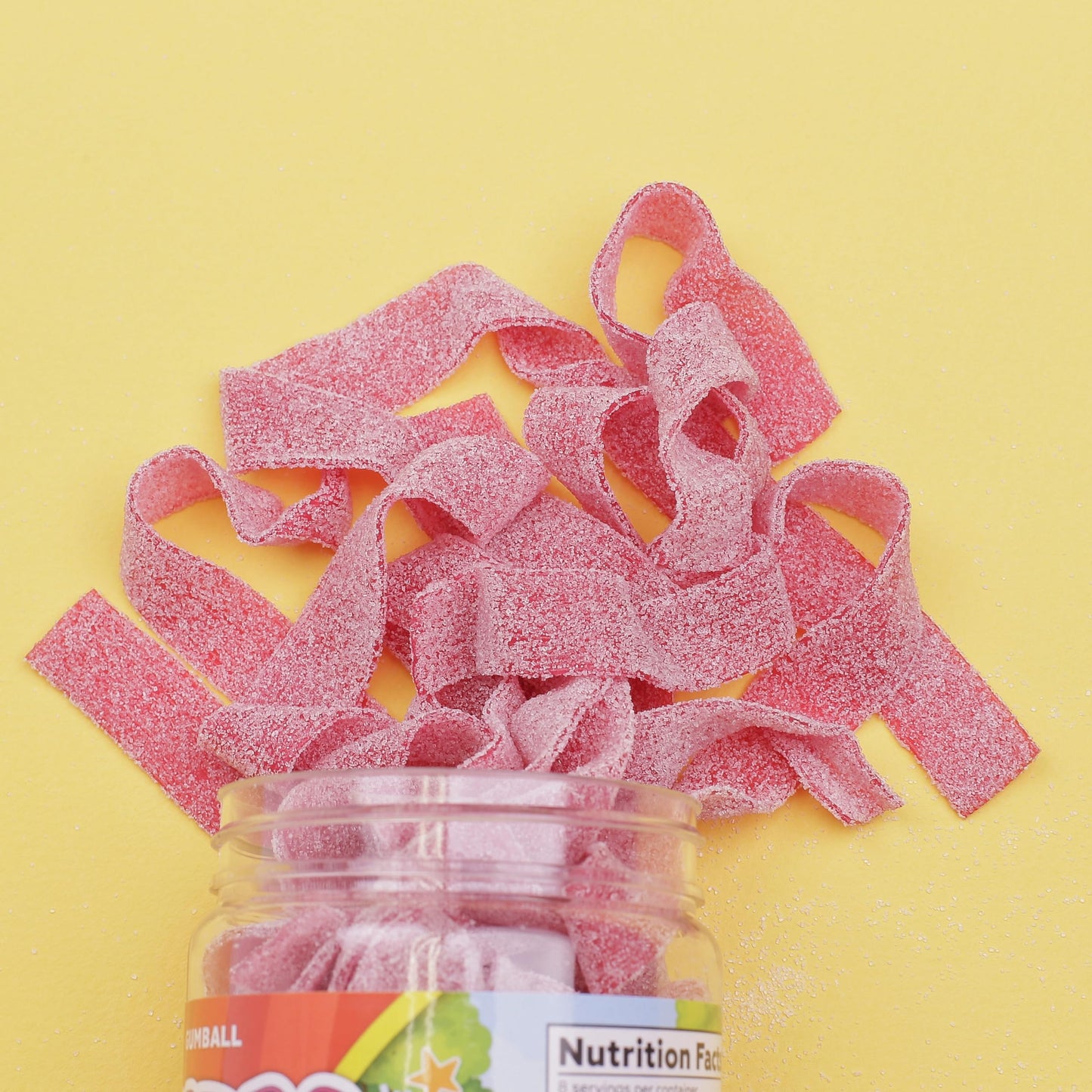 Sour Belts Candy - Candy Sour Strips - 0.55 Lb Jar of Sour Strips Candy - Sour Rainbow Belts- Peanut Free - Great as Movie Theater Candy for Kids