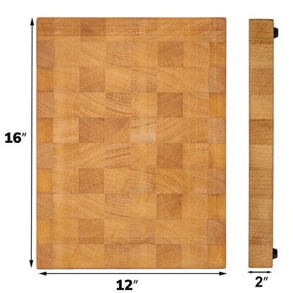 16x12 Inches Block Beech Cutting End Grain Cutting Board - Meat Cutting Chopping Board - Thick Large  Black Wood Cutting Board